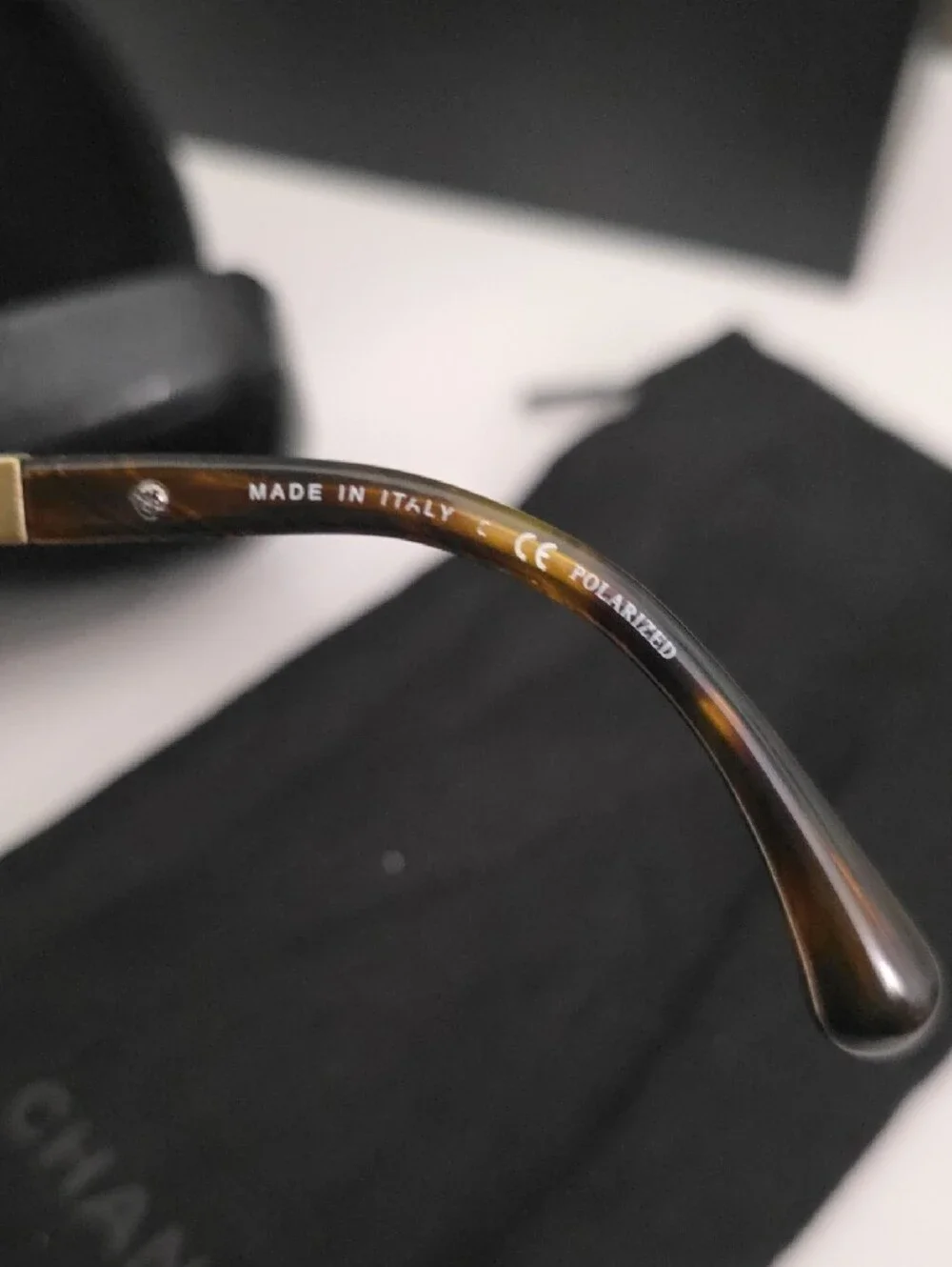 CHANEL Brown Tortoiseshell Oversized Sunglasses with Quilted Case
